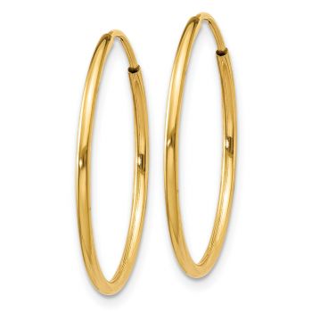 1 Inch 14K Yellow Gold Hoop Earrings, 1.25mm Thick 2