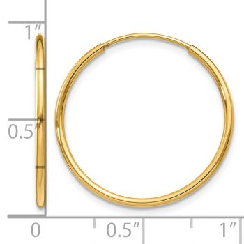 1 Inch 14K Yellow Gold Hoop Earrings, 1.25mm Thick 3