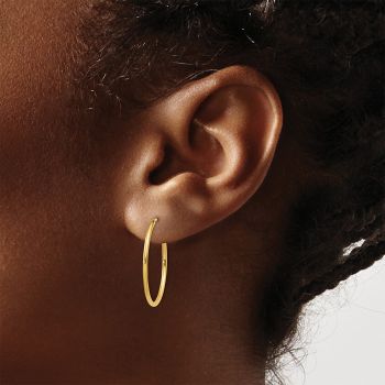 1 Inch 14K Yellow Gold Hoop Earrings, 1.25mm Thick 4