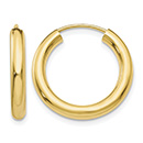 13/16" 14K Gold Endless Hoop Earrings, 3mm Thick