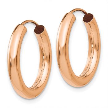 13/16 Inch 14K Rose Gold Endless Hoop Earrings, 3mm Thick 2