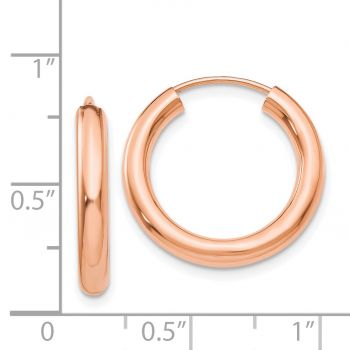 13/16 Inch 14K Rose Gold Endless Hoop Earrings, 3mm Thick 3