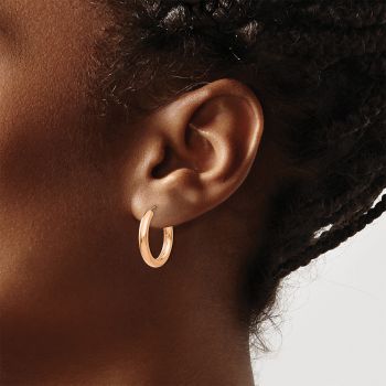 13/16 Inch 14K Rose Gold Endless Hoop Earrings, 3mm Thick 4