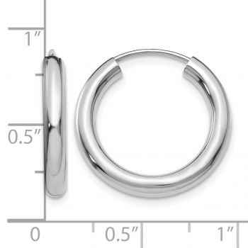 13/16 Inch Endless Hoop Earrings in 14K White Gold, 3mm Thick 3