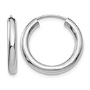 13/16 Inch Endless Hoop Earrings in 14K White Gold, 3mm Thick