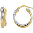 14K Two-Tone Gold 9/16" Double Hoop Earrings