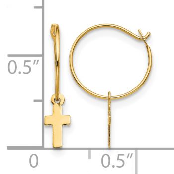 Endless Hoop w/Small Cross Earrings, 14K Gold 3