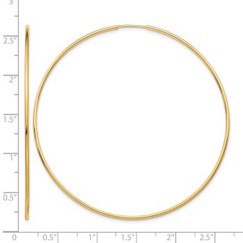 Extra Large 2 1/2 Inch Endless Hoop Earrings in 14K Gold, 1.25mm Thick 3