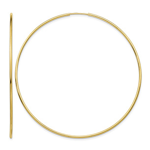 Extra Large 2 1/2 Inch Endless Hoop Earrings in 14K Gold, 1.25mm Thick