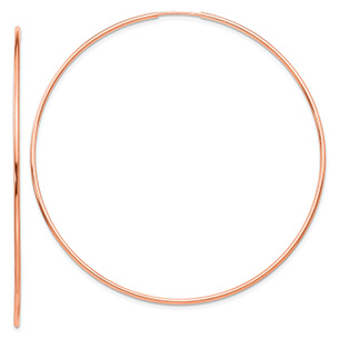 XL 2 1/2" Endless Hoop Earrings in 14K Rose Gold, 1.25mm Thick