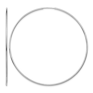 Extra Large 2 1/2" 14K White Gold Endless Hoop Earrings, 1.25mm Thick