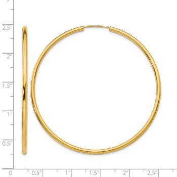 2 1/8 Inch 14K Gold Hoop Earrings (2mm Thick) 4