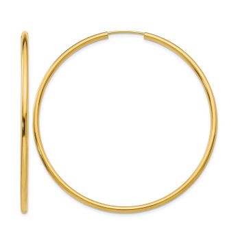 2 1/8 Inch 14K Gold Hoop Earrings (2mm Thick) 2