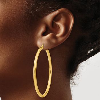2 1/8 Inch 14K Gold Hoop Earrings, 3mm Thick 5