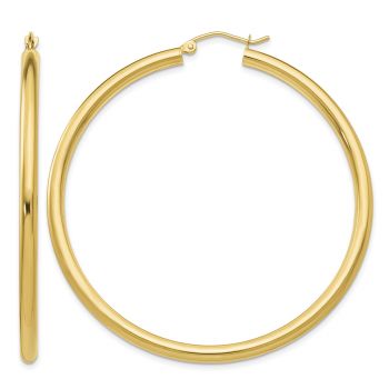 2 1/8 Inch 14K Gold Hoop Earrings, 3mm Thick 2