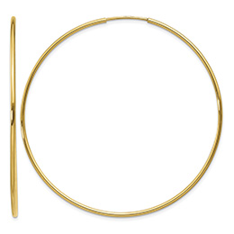 Large 2 3/16" Endless Hoop Earrings in 14K Gold, 1.25mm Thick