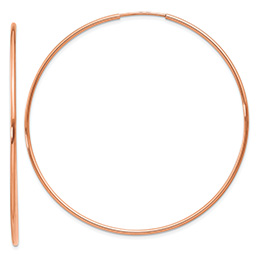 Large 2 3/16" Endless Hoop Earrings in 14K Rose Gold, 1.25mm Thick