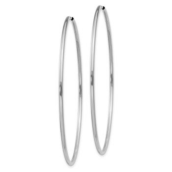 Large 2 3/16 Inch Endless Hoop Earrings in 14K White Gold, 1.5mm Thick 2