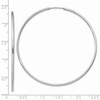 Large 2 3/16 Inch Endless Hoop Earrings in 14K White Gold, 1.5mm Thick 3