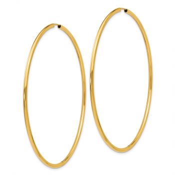 Extra Large 2 3/4 Inch Endless Hoop Earrings in 14K Gold, 1.5mm Thick 2