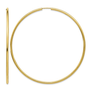 Extra Large 2 3/4 Inch Endless Hoop Earrings in 14K Gold, 1.5mm Thick