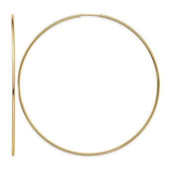 Extra Large 2 3/4" 14K Gold Endless Hoop Earrings, 1.25mm Thick