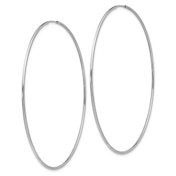 Extra Large 2 3/4 Inch 14K White Gold Endless Hoop Earrings, 1.25mm Thick 2