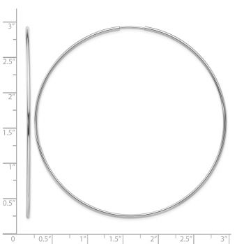 Extra Large 2 3/4 Inch 14K White Gold Endless Hoop Earrings, 1.25mm Thick 3