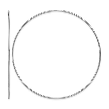 Extra Large 2 3/4 Inch 14K White Gold Endless Hoop Earrings, 1.25mm Thick