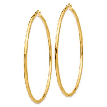 XL 2 3/4 Inch 14K Gold Hinged Hoop Earrings, 2.5mm Thick 2