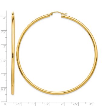 XL 2 3/4 Inch 14K Gold Hinged Hoop Earrings, 2.5mm Thick 3