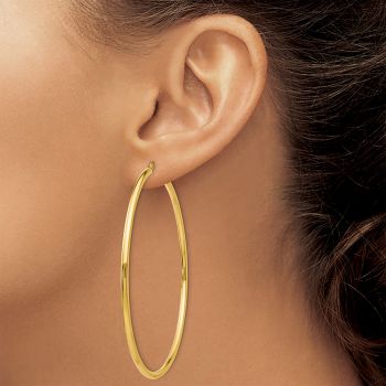 XL 2 3/4 Inch 14K Gold Hinged Hoop Earrings, 2.5mm Thick 4