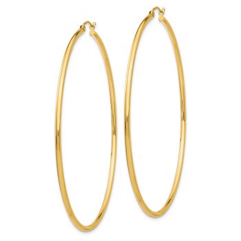 Extra Large 2 3/4 Inch 14K Gold Polished Hoop Earrings, 2mm Thick 2