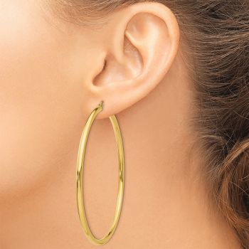 Extra Large 2 3/4 Inch 14K Gold Plain Hoop Earrings, 3mm Thick 4
