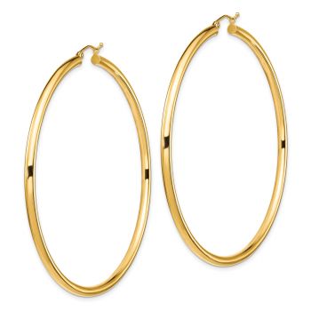 Extra Large 2 3/4 Inch Lightweight Hoop Earrings in 14K Gold, 3mm Thick 2