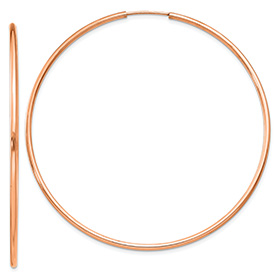 Large 2 3/8" Endless Hoop Earrings in 14K Rose Gold, 1.5mm Thick