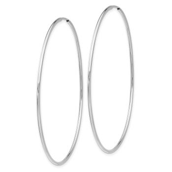 Large 2 3/8 Inch 14K White Gold Endless Hoop Earrings, 1.25mm Thick 2