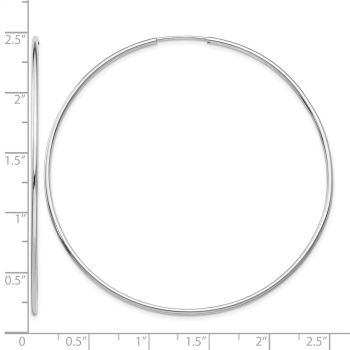 Large 2 3/8 Inch 14K White Gold Endless Hoop Earrings, 1.25mm Thick 3