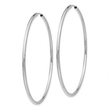 Extra Large 2 3/8 Inch Endless Hoop Earrings in 14K White Gold, 2mm Thick 2