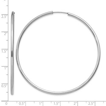 Extra Large 2 3/8 Inch Endless Hoop Earrings in 14K White Gold, 2mm Thick 3