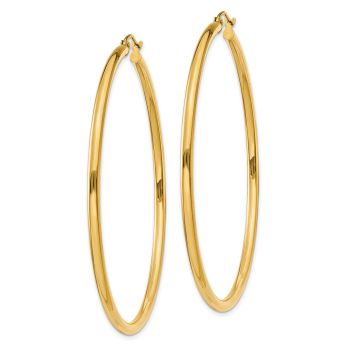 Extra Large 2 3/8 Inch Plain Hoop Earrings in 14K Gold, 2.5mm Thick 2