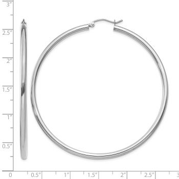 Extra Large 2 3/8 Inch Classic Hoop Earrings in 14K White Gold, 2.5mm Thick 3