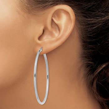Extra Large 2 3/8 Inch Classic Hoop Earrings in 14K White Gold, 2.5mm Thick 4