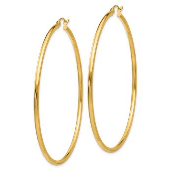 Extra Large 2 3/8 Inch 14K Gold Hinged Hoop Earrings, 2mm Thick 2