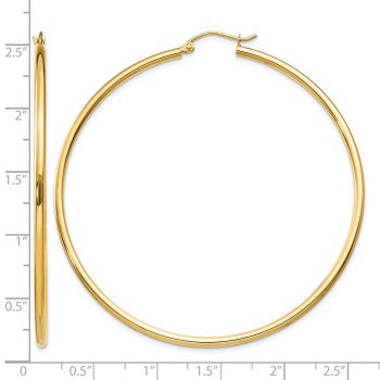 Extra Large 2 3/8 Inch 14K Gold Hinged Hoop Earrings, 2mm Thick 3