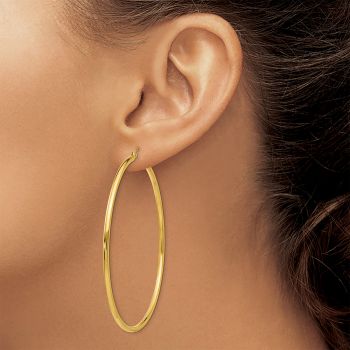 Extra Large 2 3/8 Inch 14K Gold Hinged Hoop Earrings, 2mm Thick 4