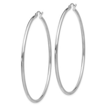 Extra Large 2 3/8 Inch Hinged Hoop Earrings in 14K White Gold, 2mm Thick 2