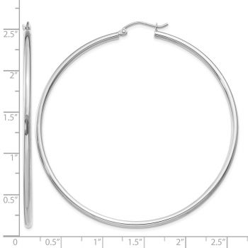 Extra Large 2 3/8 Inch Hinged Hoop Earrings in 14K White Gold, 2mm Thick 3