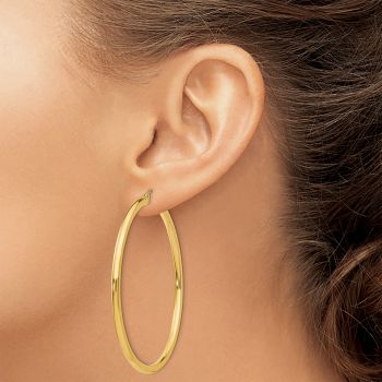 Extra Large 2 3/8 Inch 14K Gold Lightweight Hoop Earrings, 3mm Thick 4