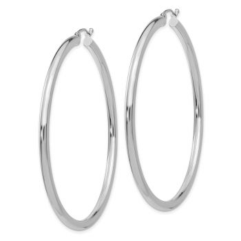 Extra Large 2 3/8 Inch 14K White Gold Hoop Earrings, 3mm Thick 2